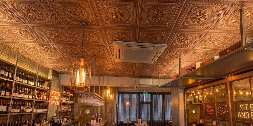 From Raw Concrete to Refined Copper: A PL01 Wine Bar Ceiling Transformation