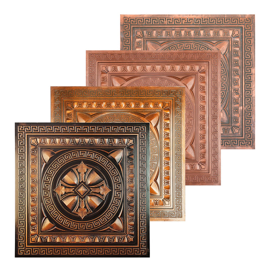 10Pcs Customizable Decorative PVC Ceiling Panels 24x24, Create Unique Patterns for Hotels, Restaurants, Event Halls and Clubs PL01 Copper