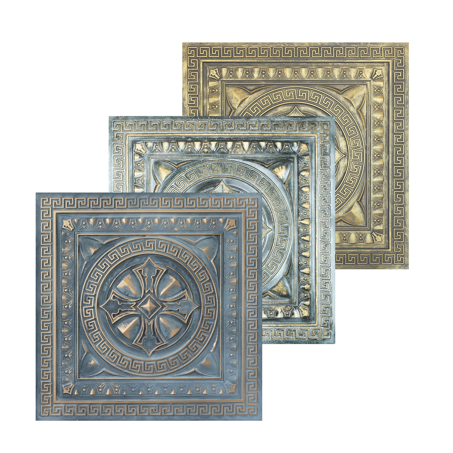 10Pcs Faux Metal Ceiling Tiles for Stylish Kitchens, Bedrooms and Interior Renovation PL01