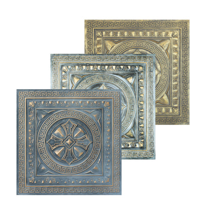 10Pcs Faux Metal Ceiling Tiles for Stylish Kitchens, Bedrooms and Interior Renovation PL01