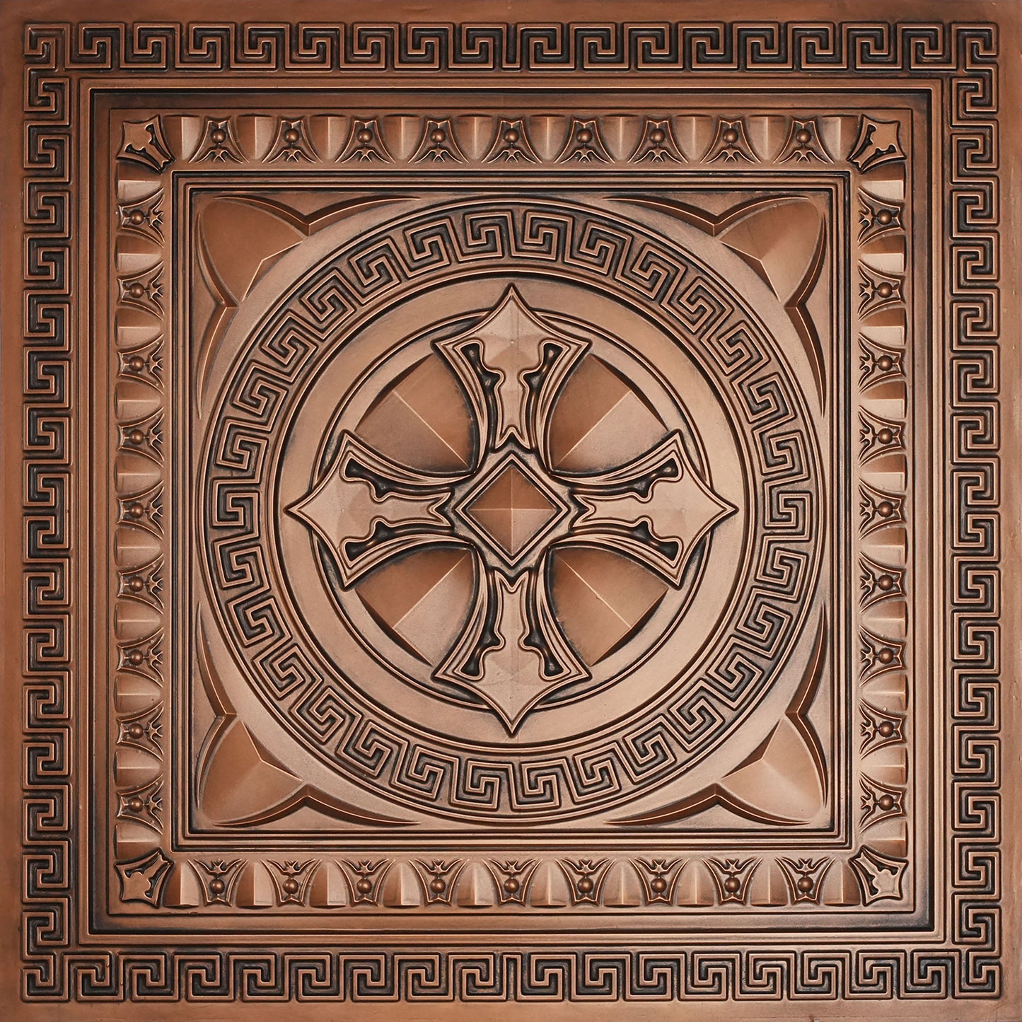 PAINTSDECOR 3D Ceiling Tiles 2x2 ft PVC PL01 Aged copper 10/Pack