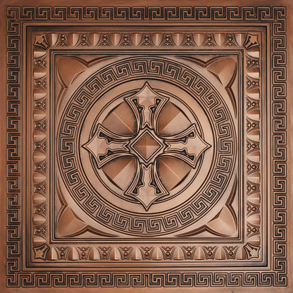 PAINTSDECOR 3D Ceiling Tiles 2x2 ft PVC PL01 Aged copper 10/Pack