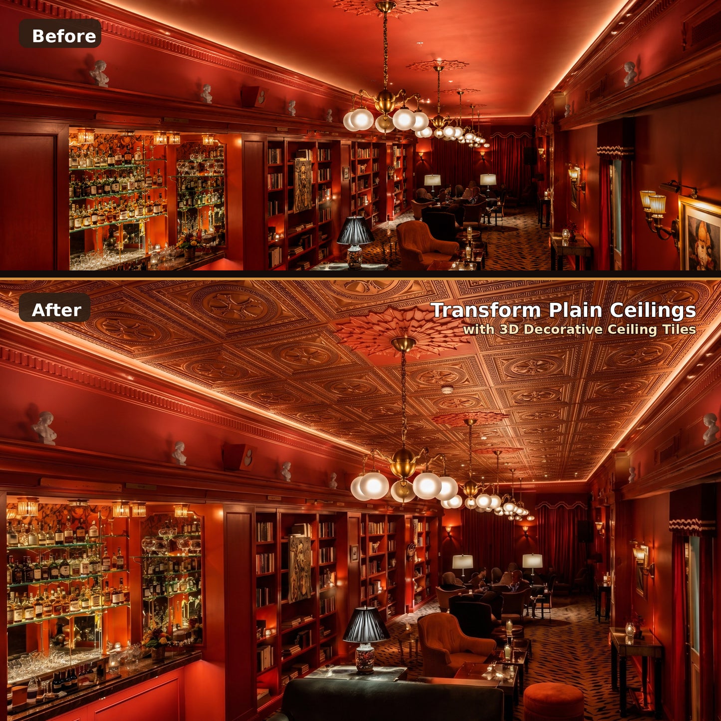 PAINTSDECOR 3D Ceiling Tiles 2x2 ft PVC PL01 Aged copper 10/Pack