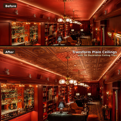 PAINTSDECOR 3D Ceiling Tiles 2x2 ft PVC PL01 Aged copper 10/Pack