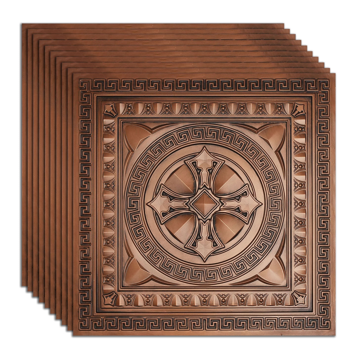 PAINTSDECOR 3D Ceiling Tiles 2x2 ft PVC PL01 Aged copper 10/Pack