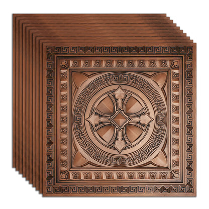 PAINTSDECOR 3D Ceiling Tiles 2x2 ft PVC PL01 Aged copper 10/Pack