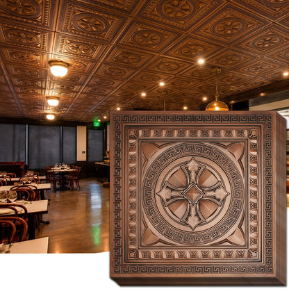 PAINTSDECOR 3D Ceiling Tiles 2x2 ft PVC PL01 Aged copper 10/Pack