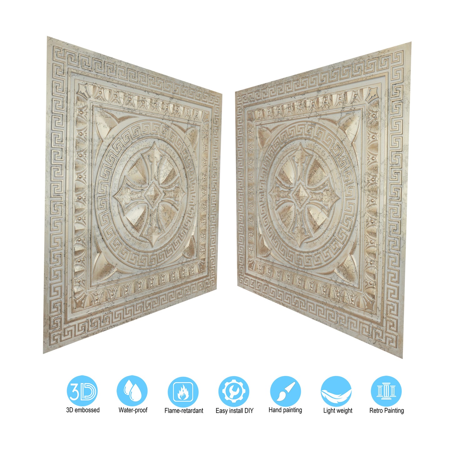 10Pcs Pressed Faux Tin Ceiling Tiles for Heritage Bars, Vintage Restaurants and Boutique Hotels PL01