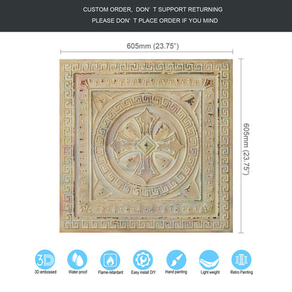 10Pcs Pressed Faux Tin Ceiling Tiles for Heritage Bars, Vintage Restaurants and Boutique Hotels PL01