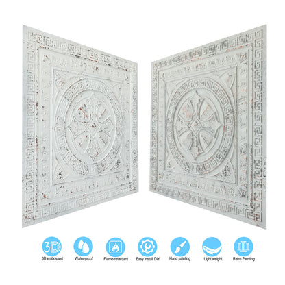 10Pcs Pressed Faux Tin Ceiling Tiles for Heritage Bars, Vintage Restaurants and Boutique Hotels PL01