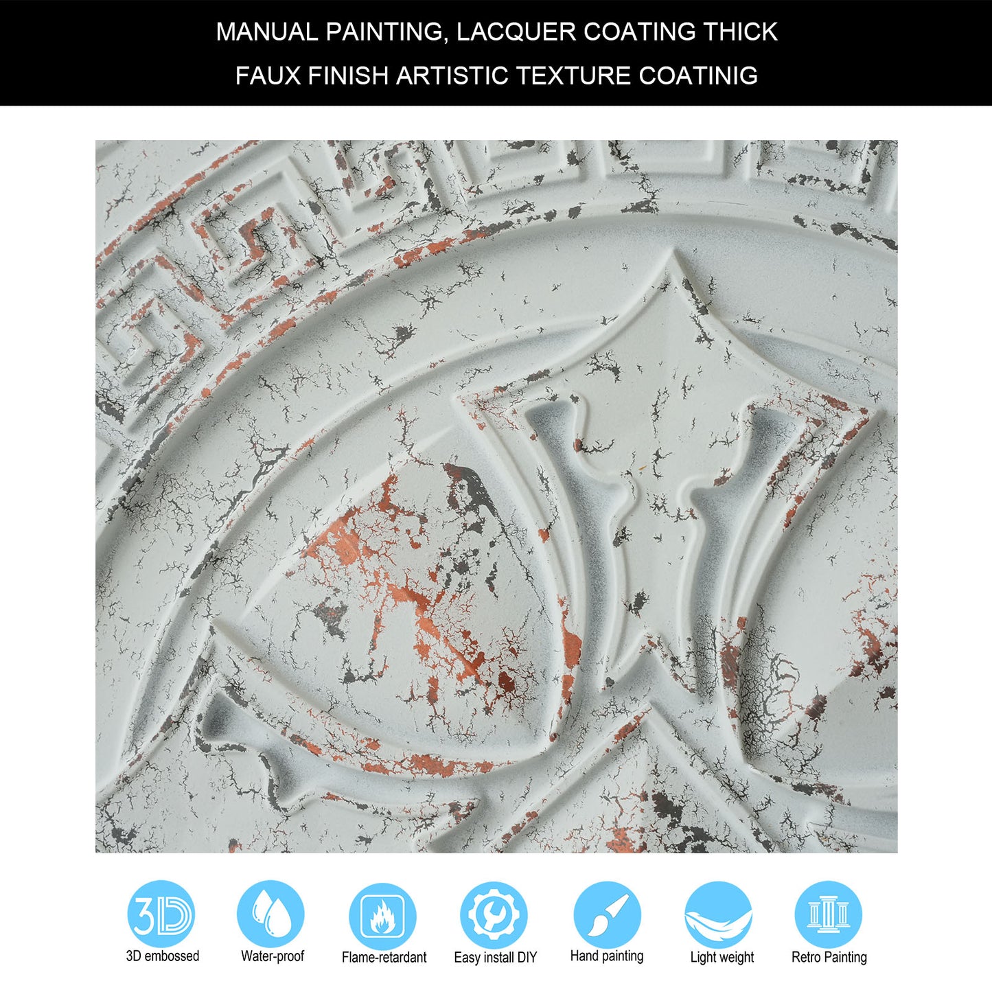 10Pcs Pressed Faux Tin Ceiling Tiles for Heritage Bars, Vintage Restaurants and Boutique Hotels PL01