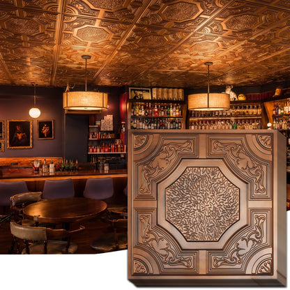 PAINTSDECOR Decorative ceiling tiles 2x2 ft PVC PL02 Aged copper 10/Pack