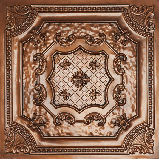 PAINTSDECOR PL04 Aged Copper Faux Tin Ceiling Tiles 2x2 ft PVC 10-Pack