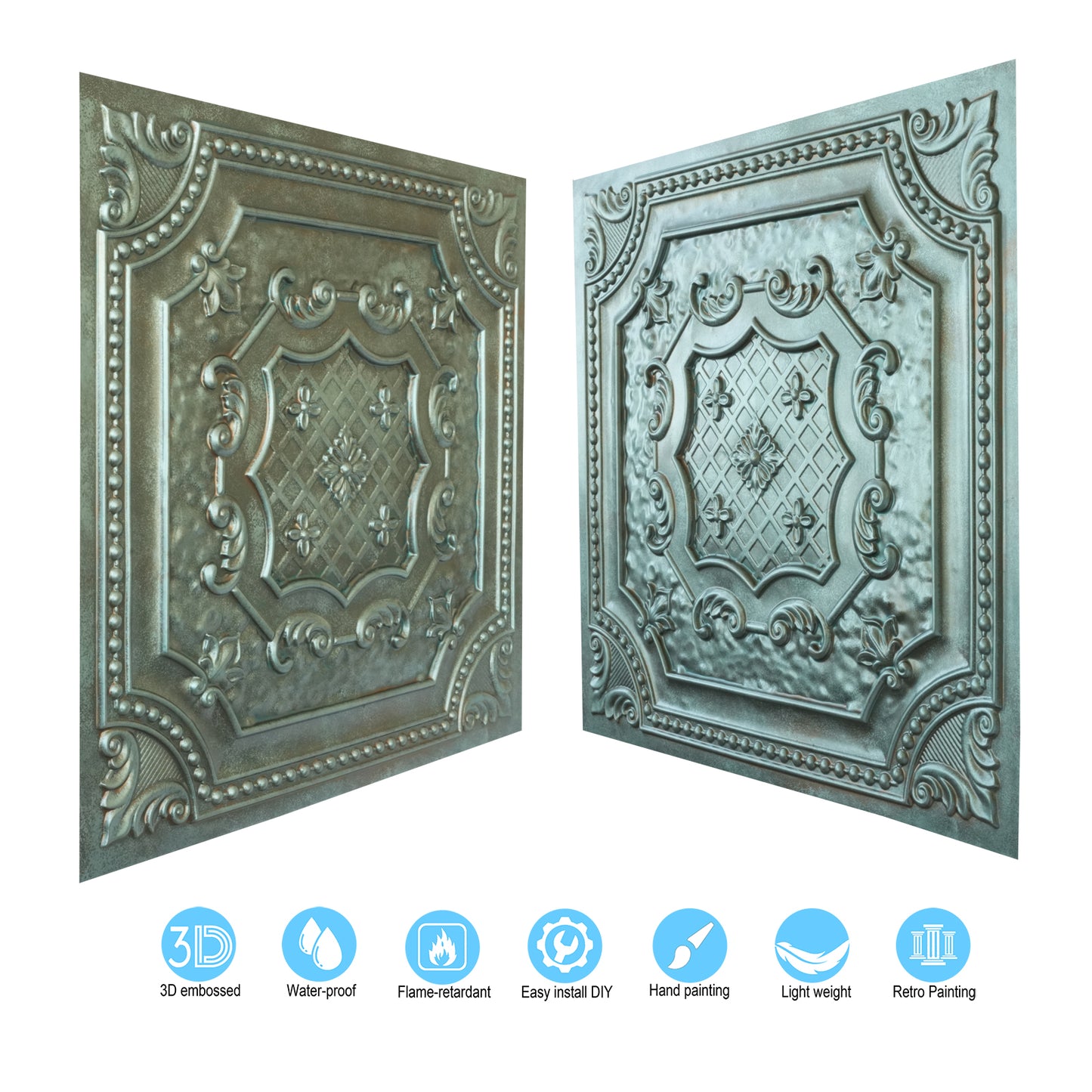 10Pcs Village-Style Ceiling Tiles for Country Restaurants, Coffee Shops and Charming Inns PL04
