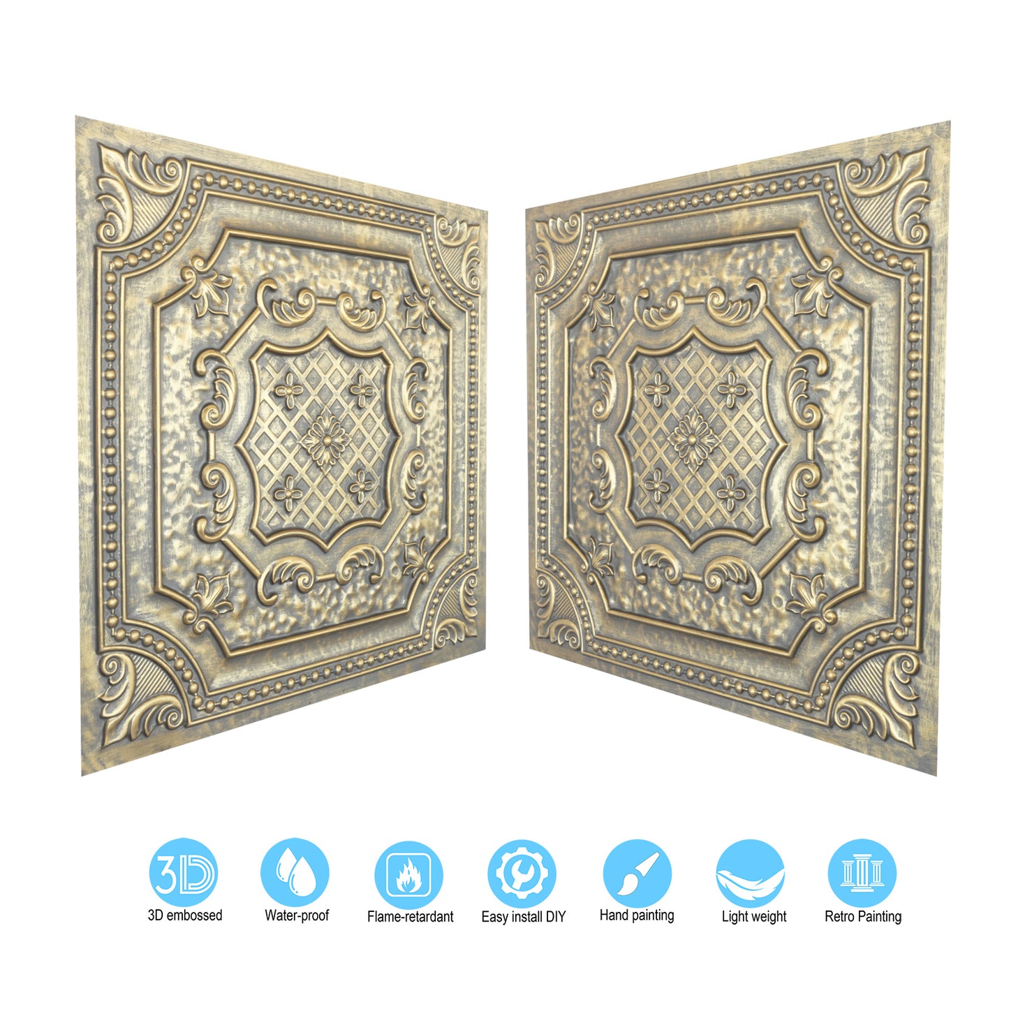 10Pcs Village-Style Ceiling Tiles for Country Restaurants, Coffee Shops and Charming Inns PL04