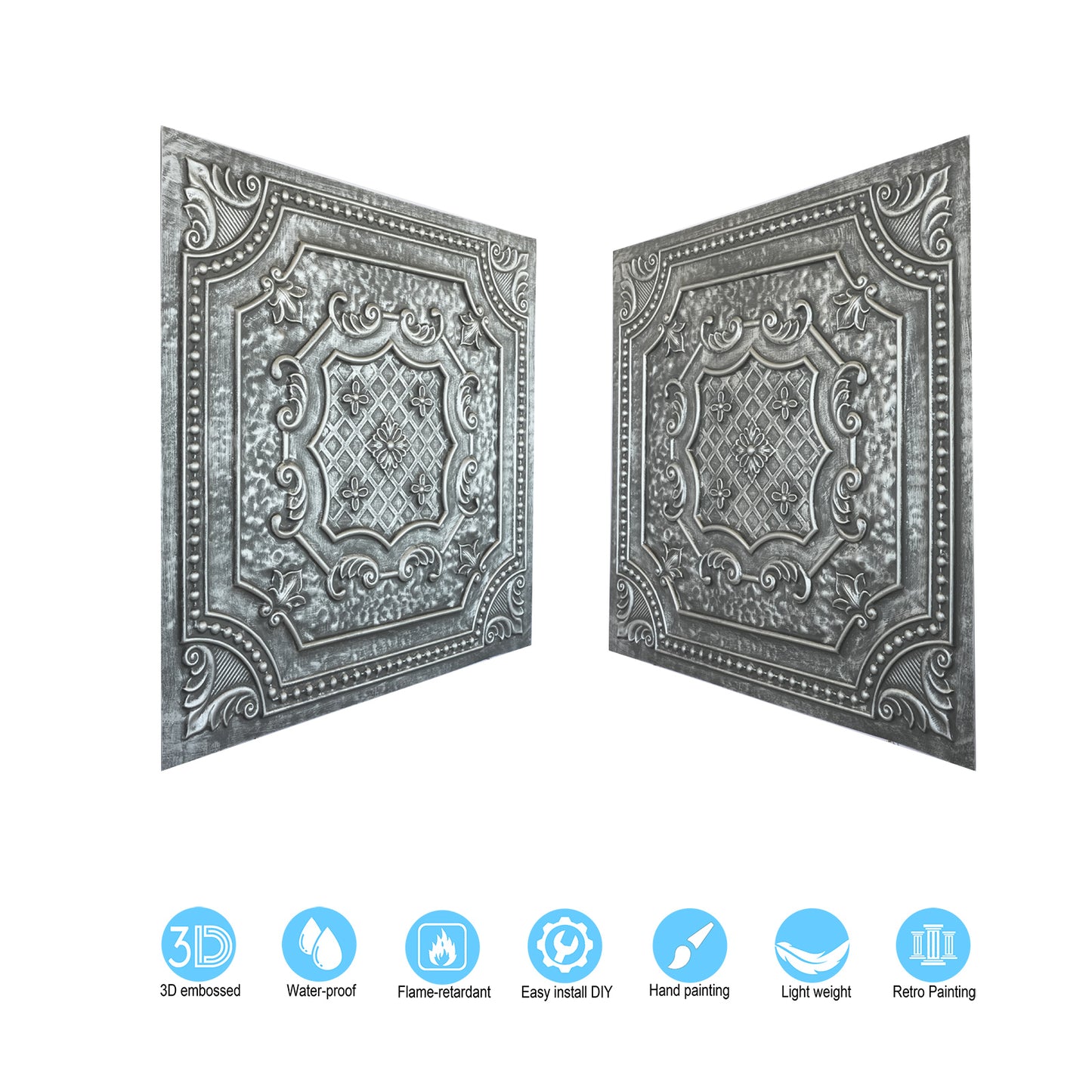 10Pcs Antique Decorative Ceiling Tiles for Classic Inns, Tea Houses and Romantic Interiors PL04