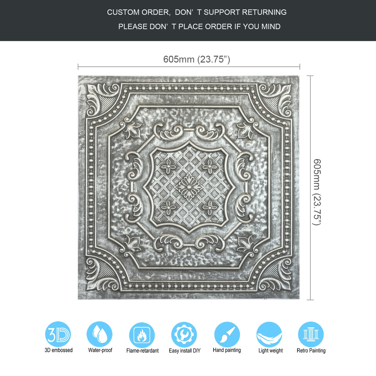 10Pcs Antique Decorative Ceiling Tiles for Classic Inns, Tea Houses and Romantic Interiors PL04