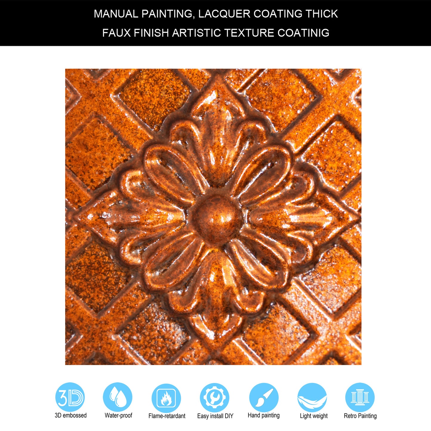 10Pcs Art Ceiling Tiles for Stylish Living Rooms, Museums and Elegant Hotel Interiors PL04