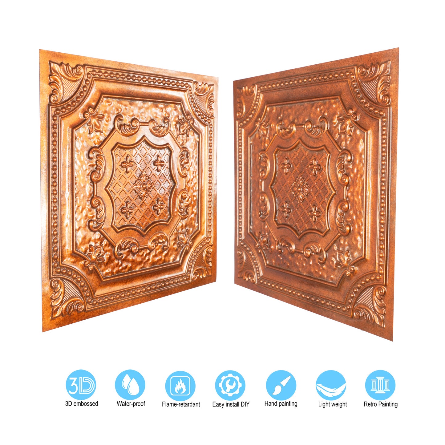 10Pcs Art Ceiling Tiles for Stylish Living Rooms, Museums and Elegant Hotel Interiors PL04