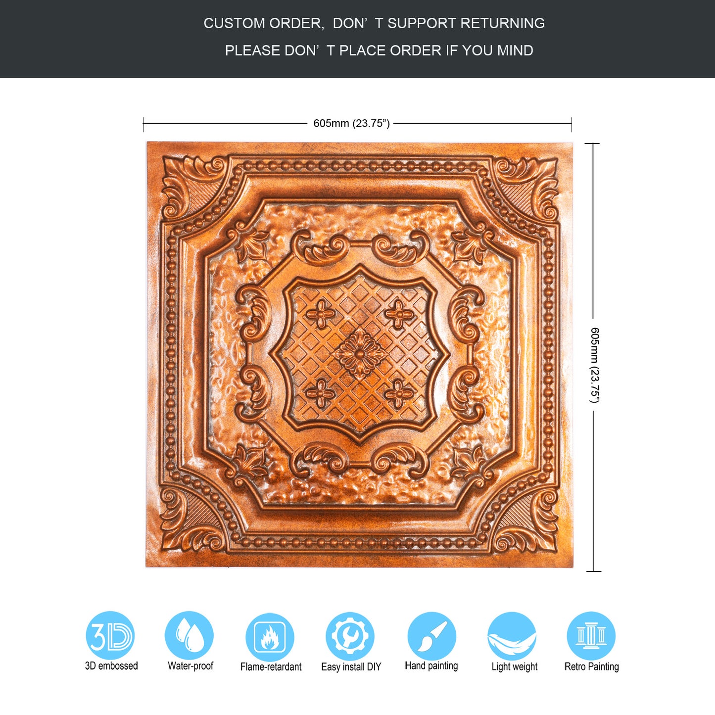 10Pcs Art Ceiling Tiles for Stylish Living Rooms, Museums and Elegant Hotel Interiors PL04