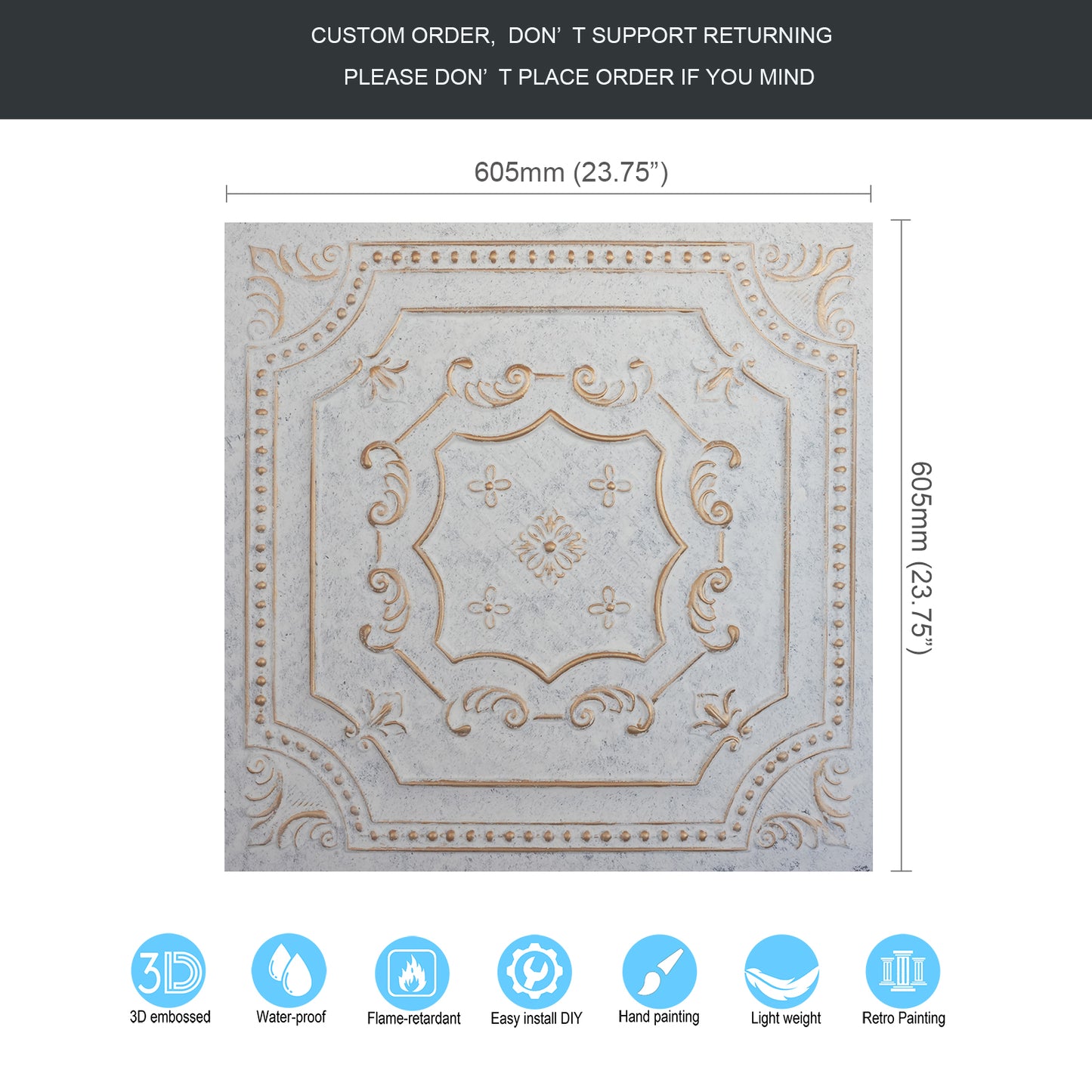 10Pcs Distressed Ceiling Tiles for Craft Studios, Retro Cafés and Industrial Design Rooms PL04