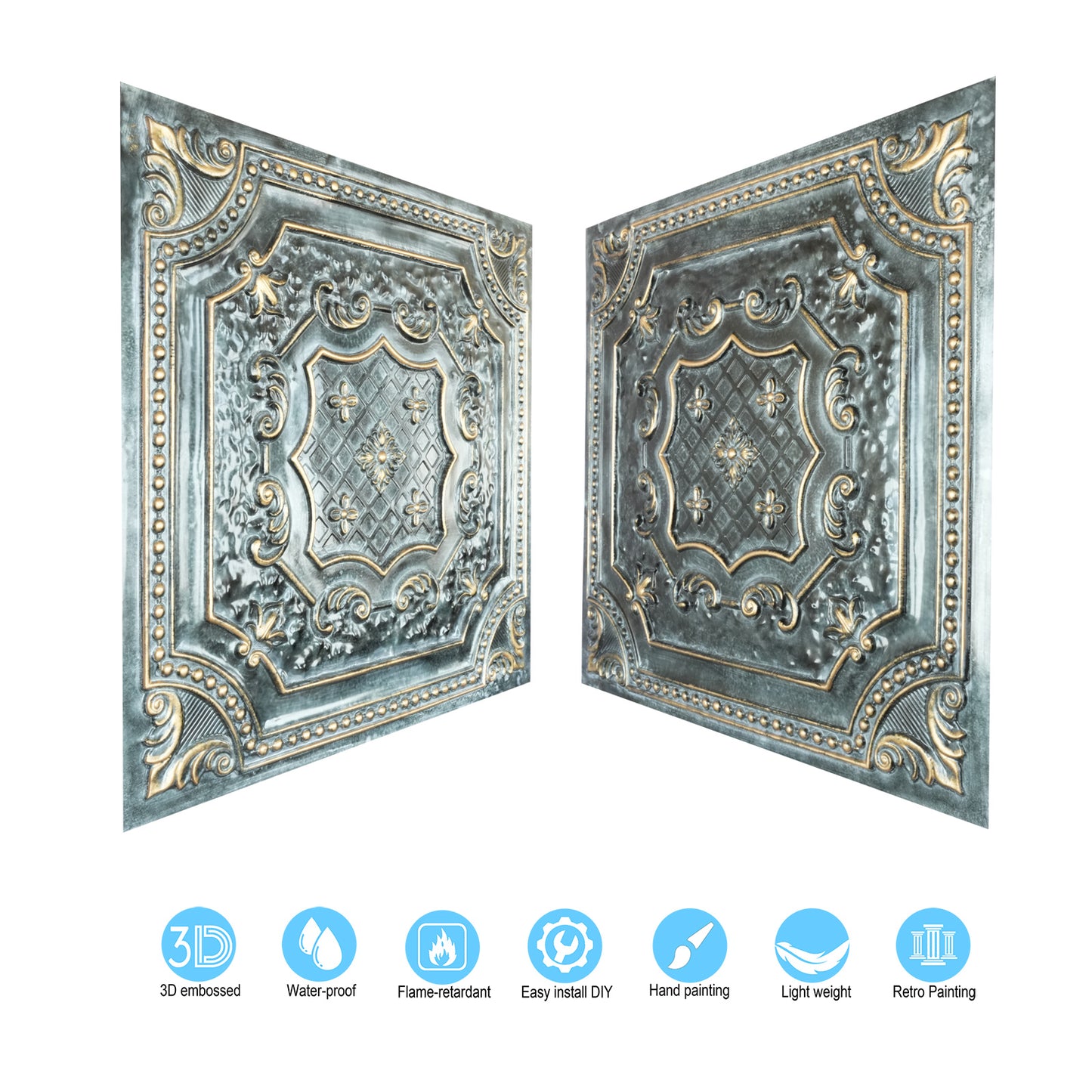 10Pcs Village-Style Ceiling Tiles for Country Restaurants, Coffee Shops and Charming Inns PL04