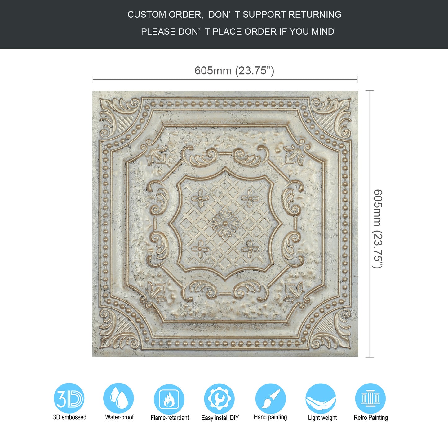 10Pcs Distressed Ceiling Tiles for Craft Studios, Retro Cafés and Industrial Design Rooms PL04