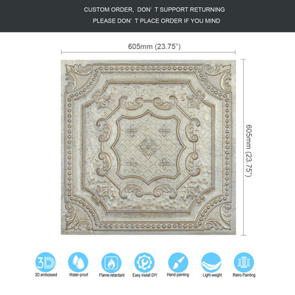 10Pcs Distressed Ceiling Tiles for Craft Studios, Retro Cafés and Industrial Design Rooms PL04