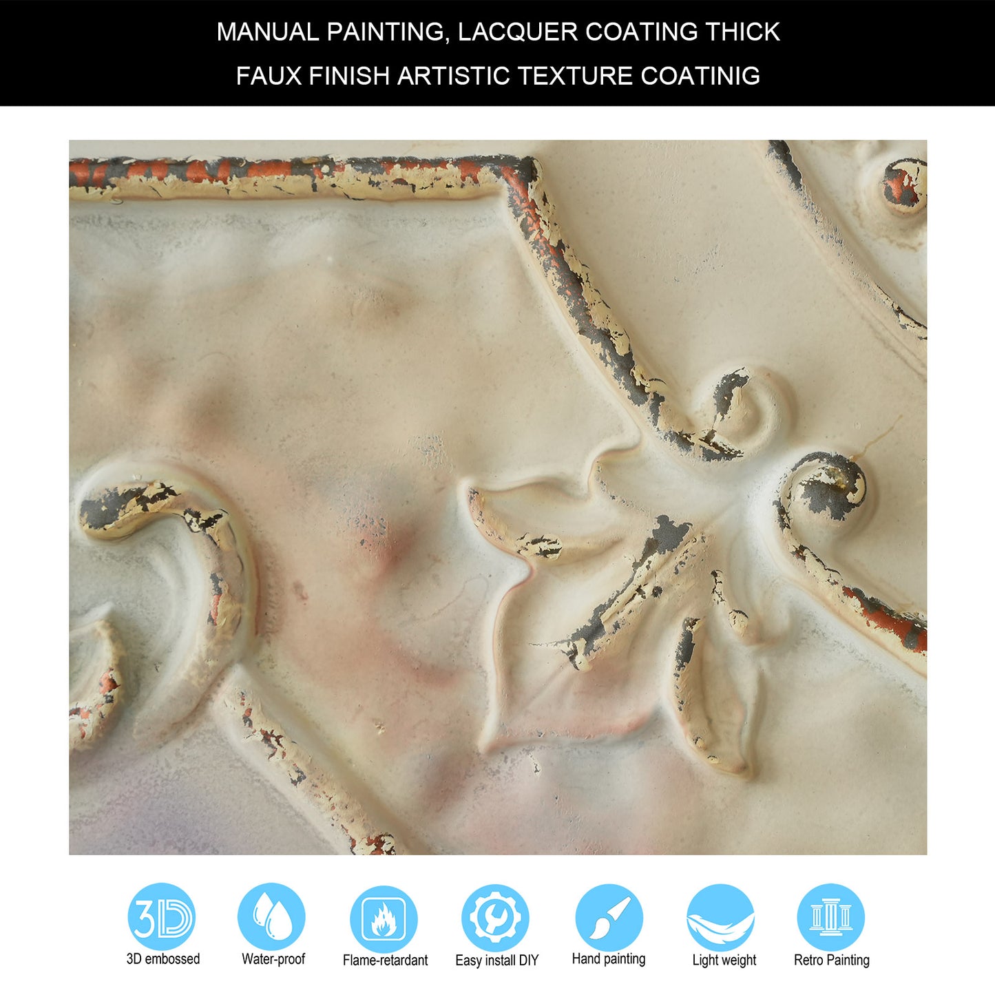 10Pcs Distressed Ceiling Tiles for Craft Studios, Retro Cafés and Industrial Design Rooms PL04