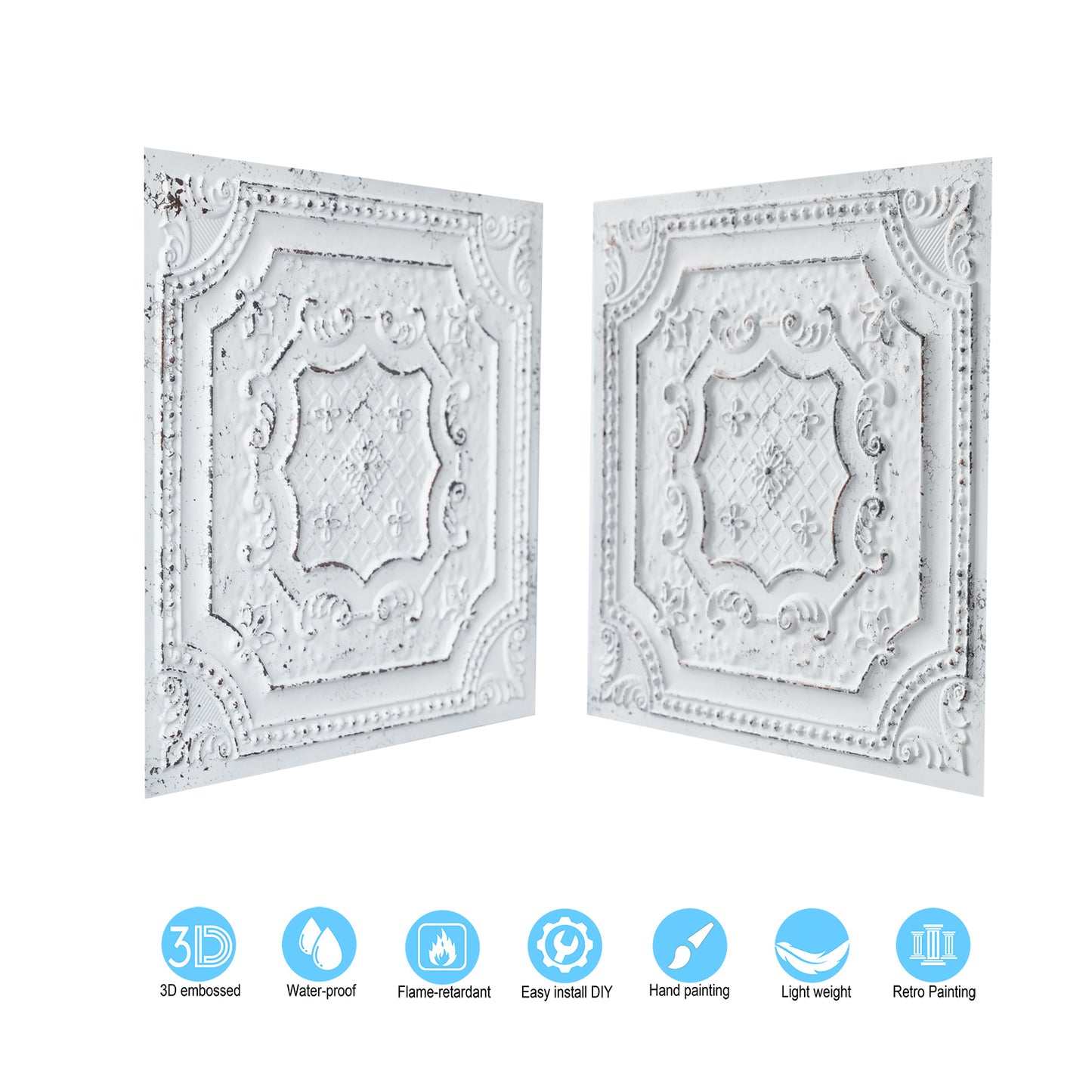 10Pcs Distressed Ceiling Tiles for Craft Studios, Retro Cafés and Industrial Design Rooms PL04