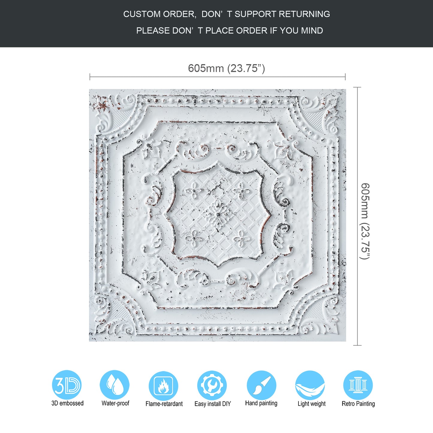 10Pcs Distressed Ceiling Tiles for Craft Studios, Retro Cafés and Industrial Design Rooms PL04