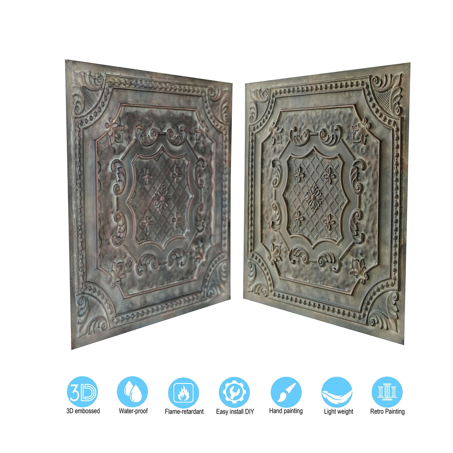 10Pcs Antique Decorative Ceiling Tiles for Classic Inns, Tea Houses and Romantic Interiors PL04