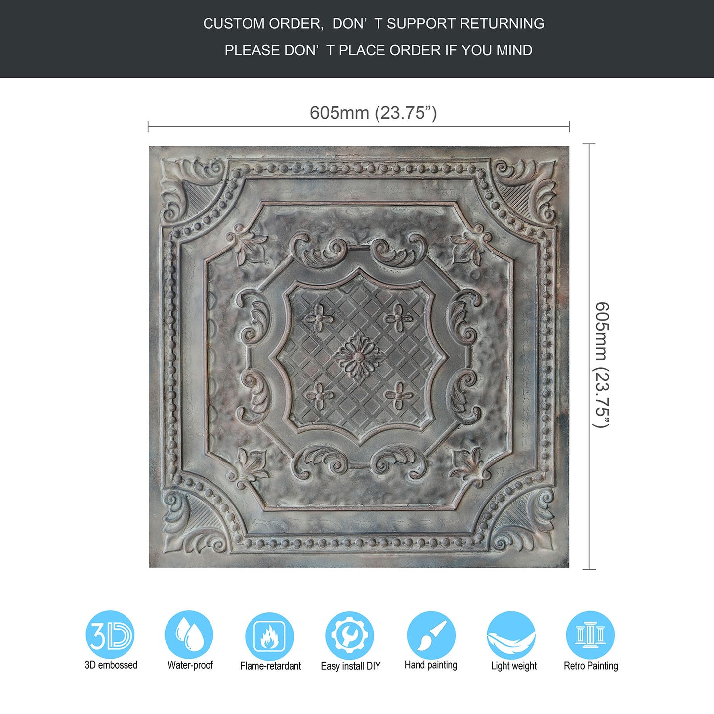 10Pcs Antique Decorative Ceiling Tiles for Classic Inns, Tea Houses and Romantic Interiors PL04