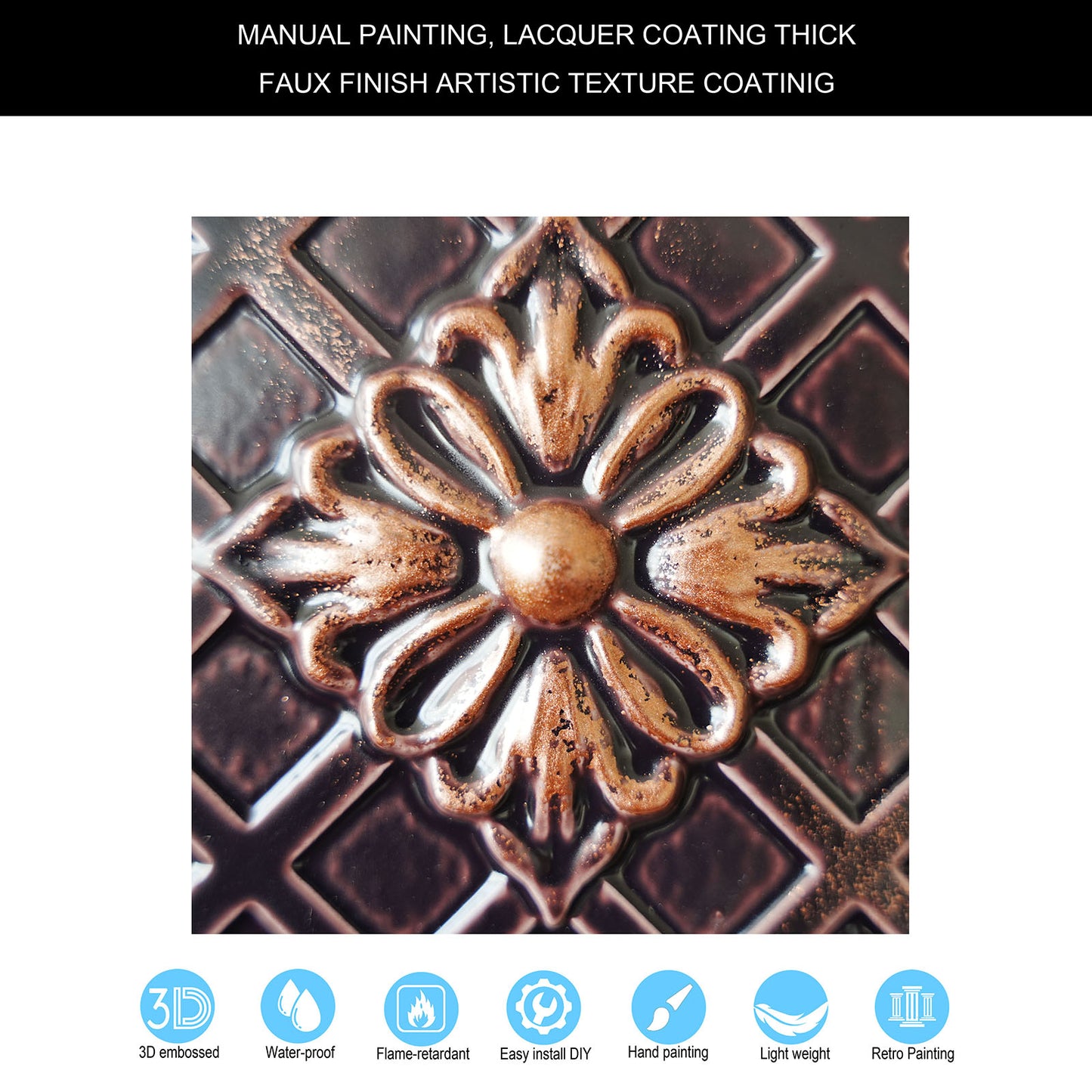 10Pcs Art Ceiling Tiles for Stylish Living Rooms, Museums and Elegant Hotel Interiors PL04