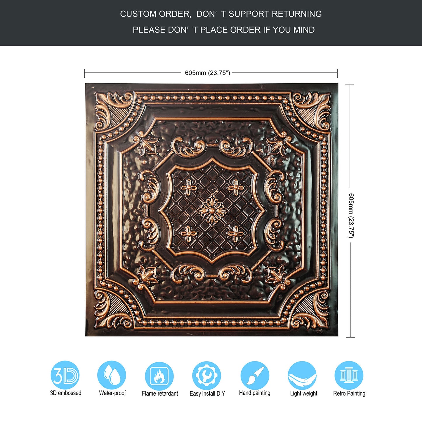 10Pcs Art Ceiling Tiles for Stylish Living Rooms, Museums and Elegant Hotel Interiors PL04