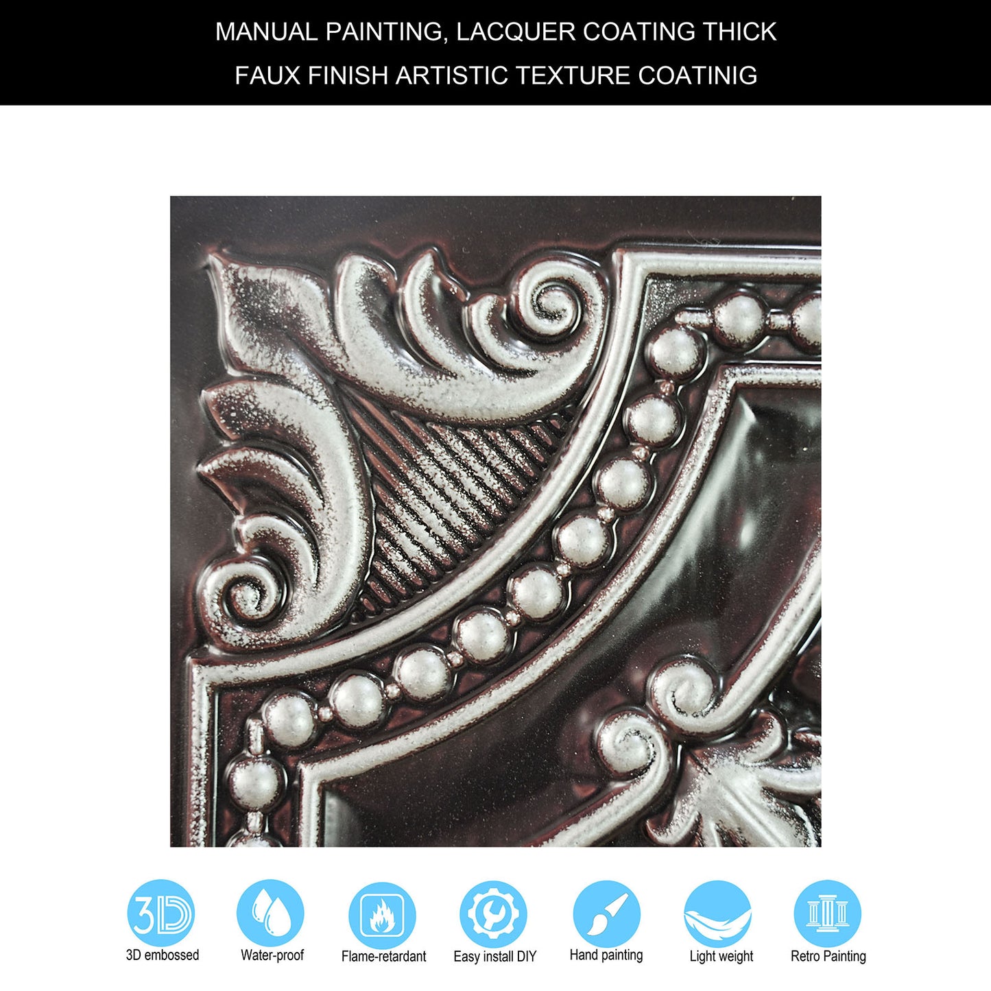 10Pcs Art Ceiling Tiles for Stylish Living Rooms, Museums and Elegant Hotel Interiors PL04