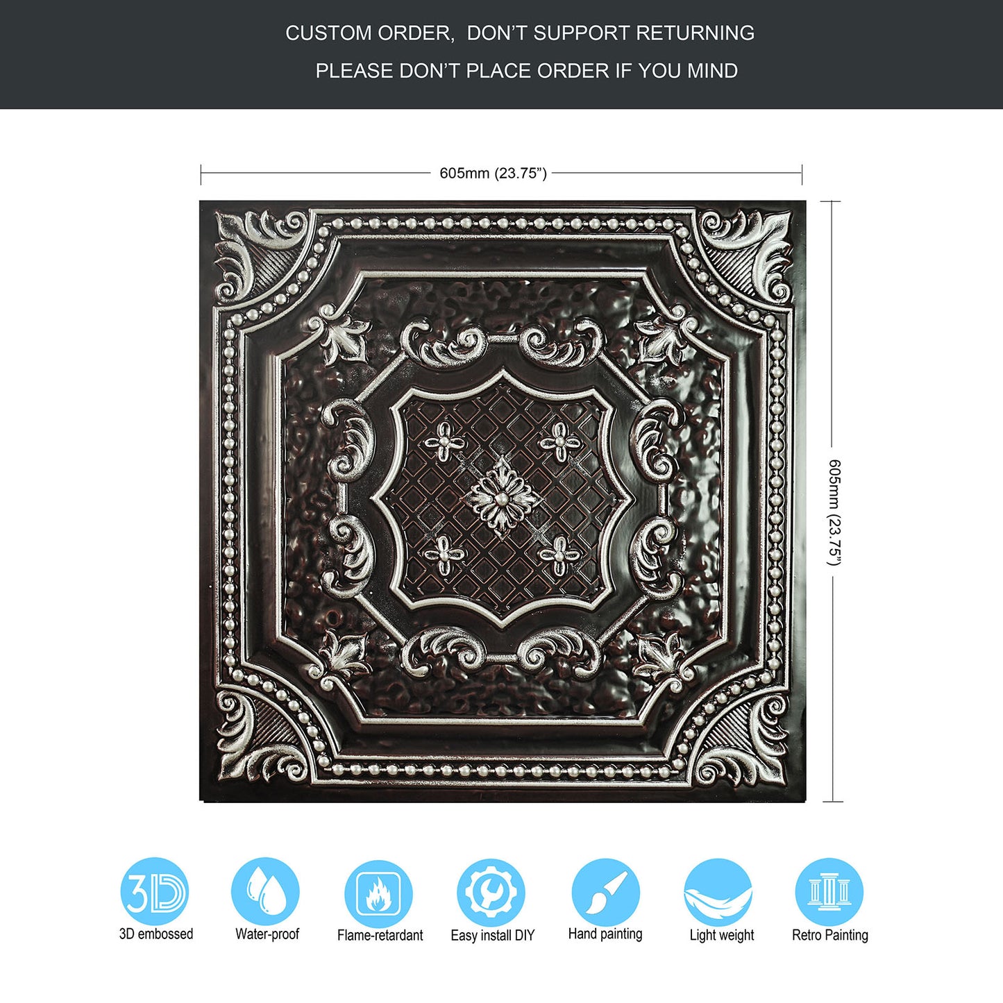 10Pcs Art Ceiling Tiles for Stylish Living Rooms, Museums and Elegant Hotel Interiors PL04