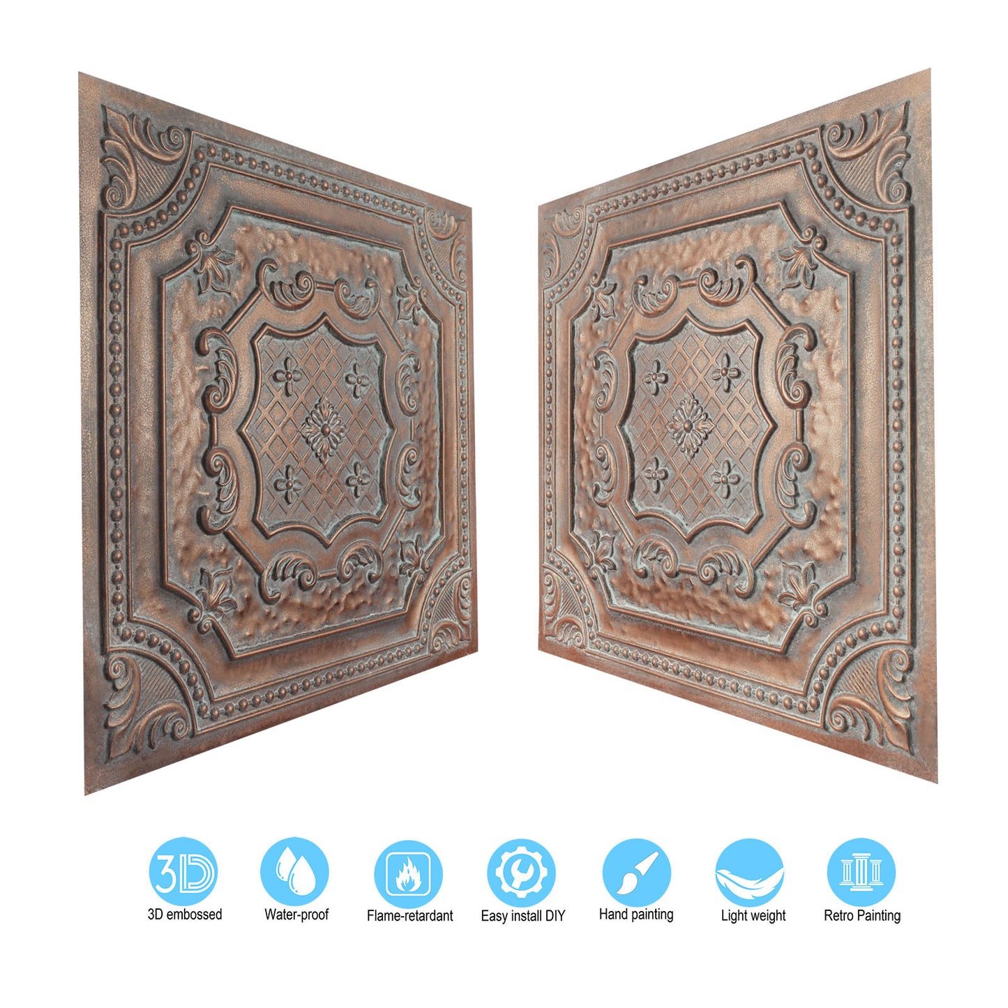 10Pcs Antique Decorative Ceiling Tiles for Classic Inns, Tea Houses and Romantic Interiors PL04