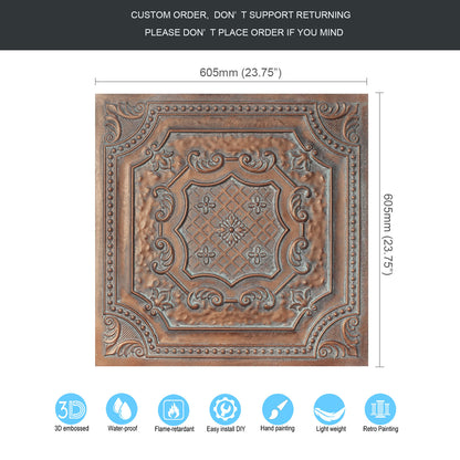 10Pcs Antique Decorative Ceiling Tiles for Classic Inns, Tea Houses and Romantic Interiors PL04