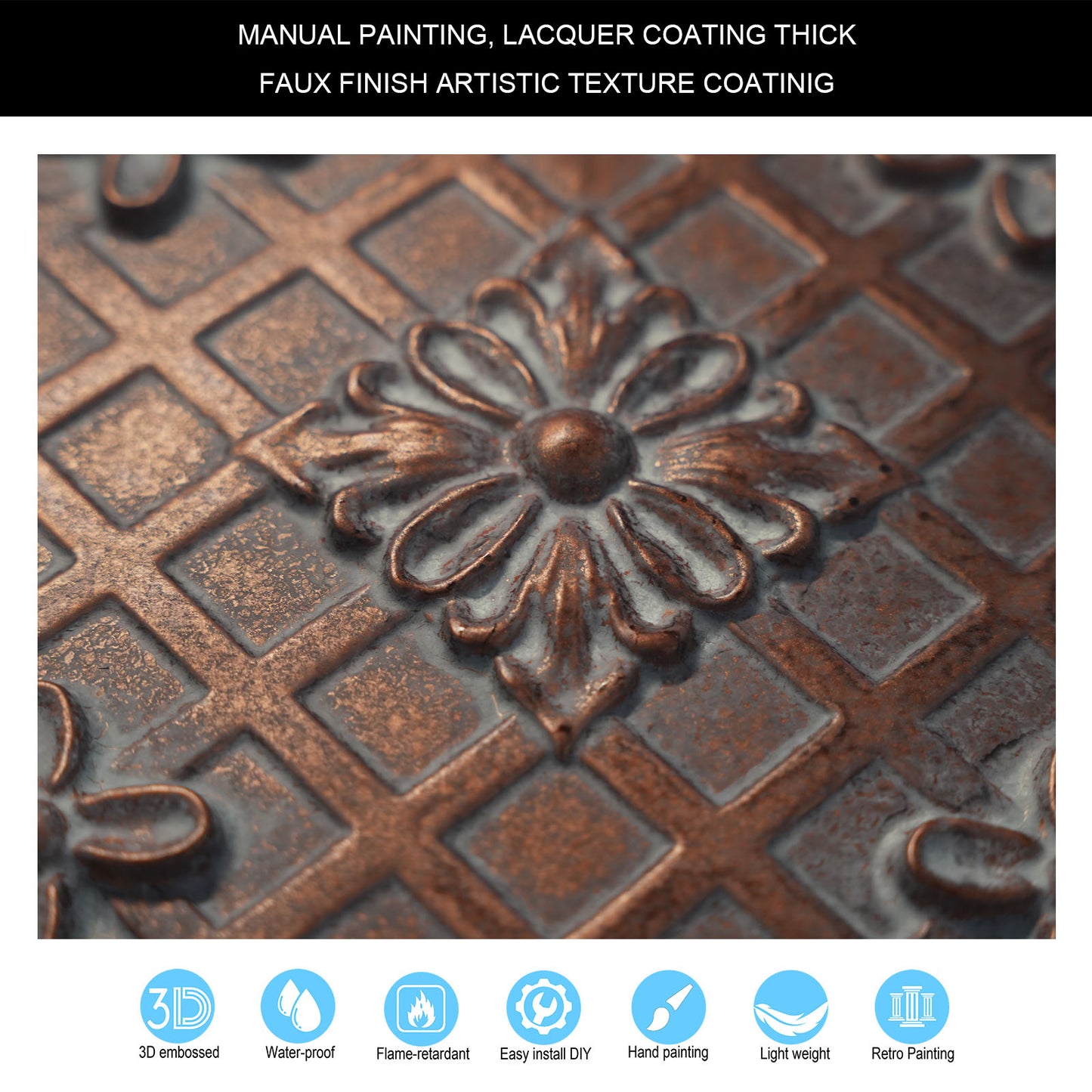 10Pcs Antique Decorative Ceiling Tiles for Classic Inns, Tea Houses and Romantic Interiors PL04