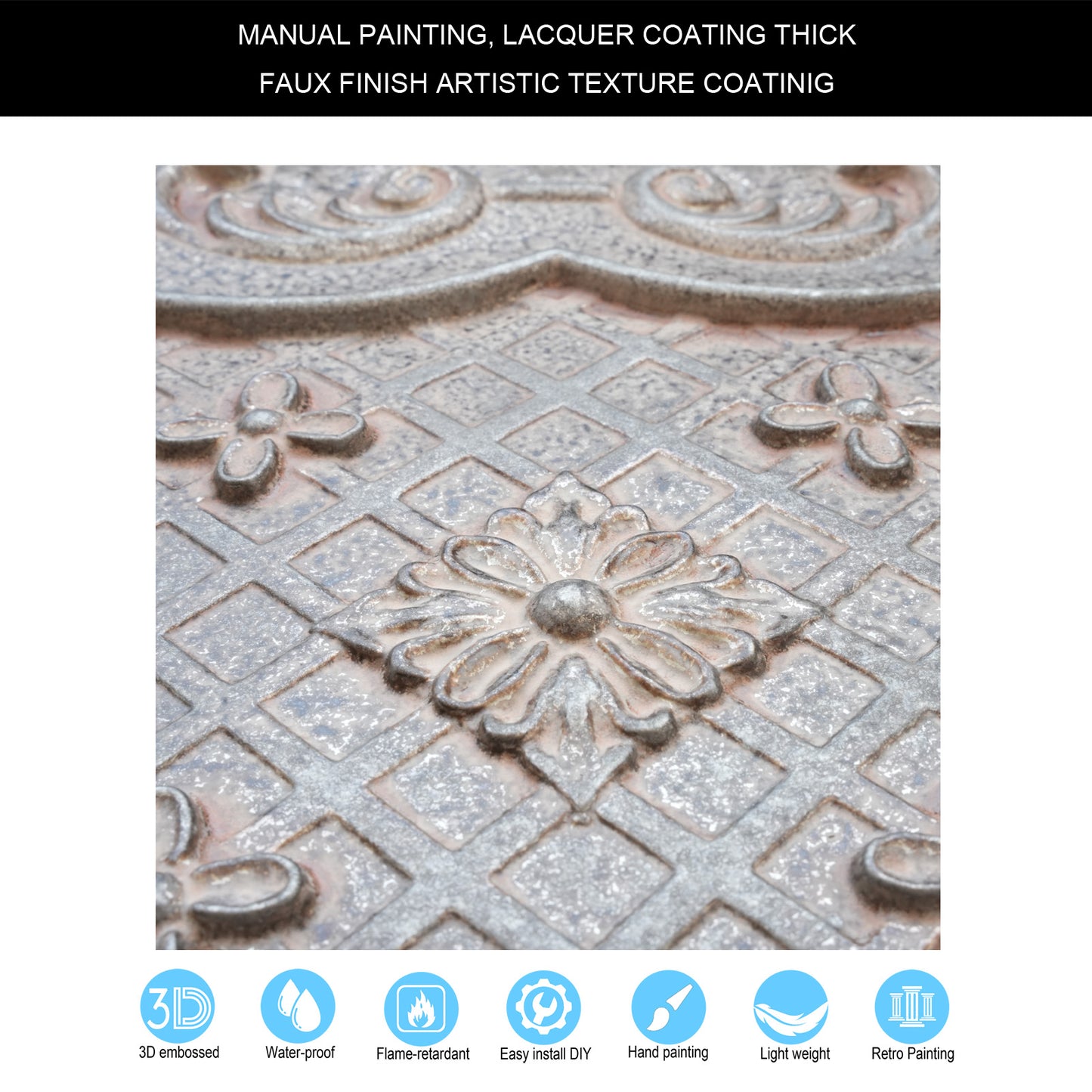 10Pcs Antique Decorative Ceiling Tiles for Classic Inns, Tea Houses and Romantic Interiors PL04