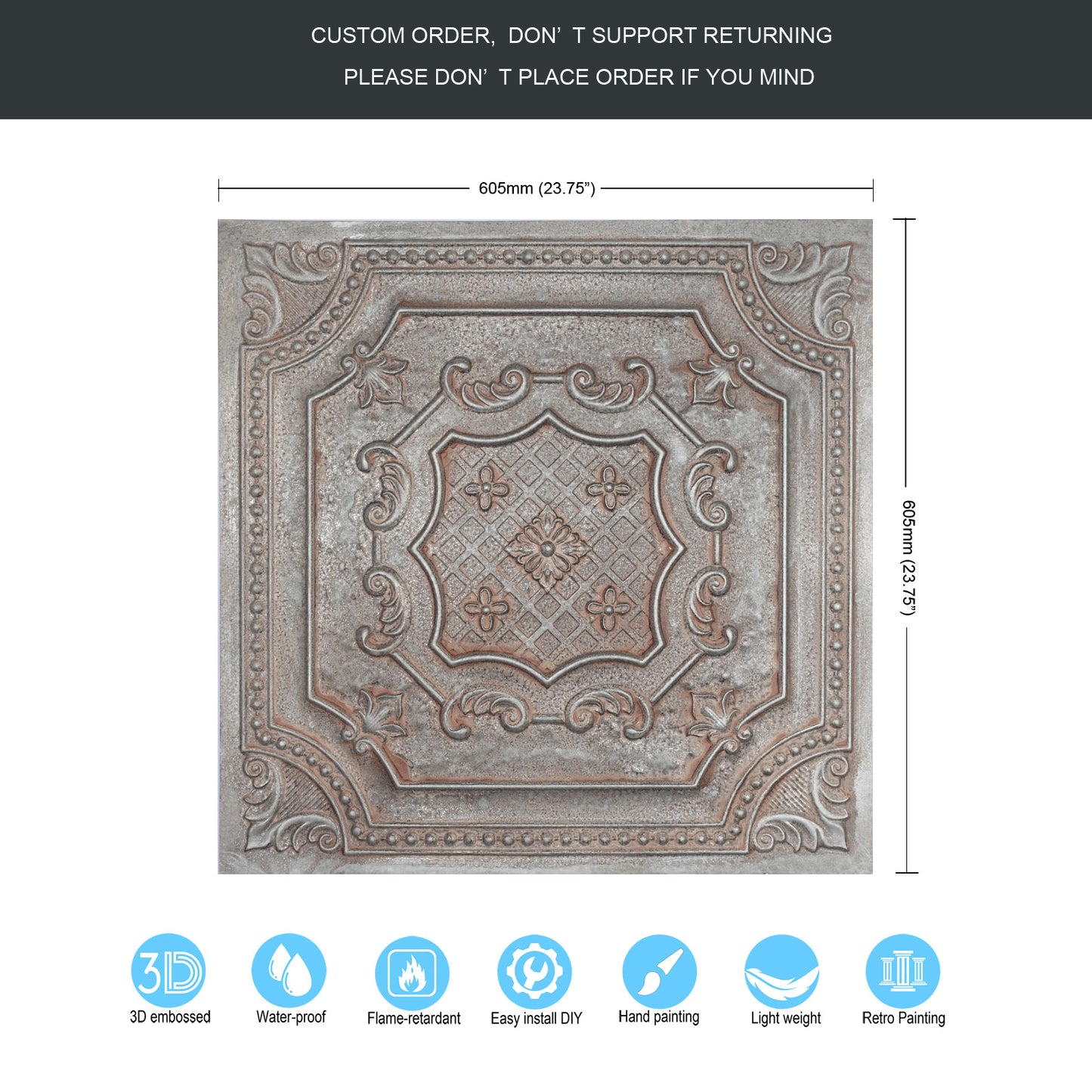 10Pcs Antique Decorative Ceiling Tiles for Classic Inns, Tea Houses and Romantic Interiors PL04