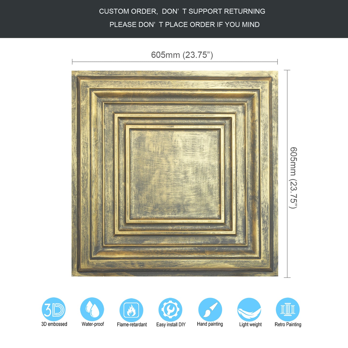 10Pcs Faux Metal Ceiling Tiles for Bars, Cafés, Lounges and Contemporary Interiors PL05