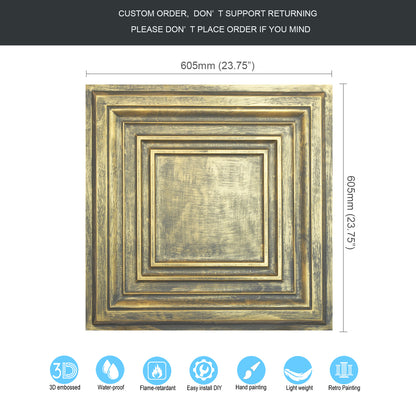 10Pcs Faux Metal Ceiling Tiles for Bars, Cafés, Lounges and Contemporary Interiors PL05