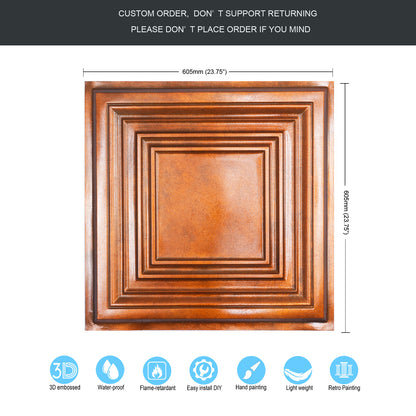 10Pcs Vintage Ceiling Tiles for Wine Cellars, Old-World Restaurants and Artistic Rooms PL05