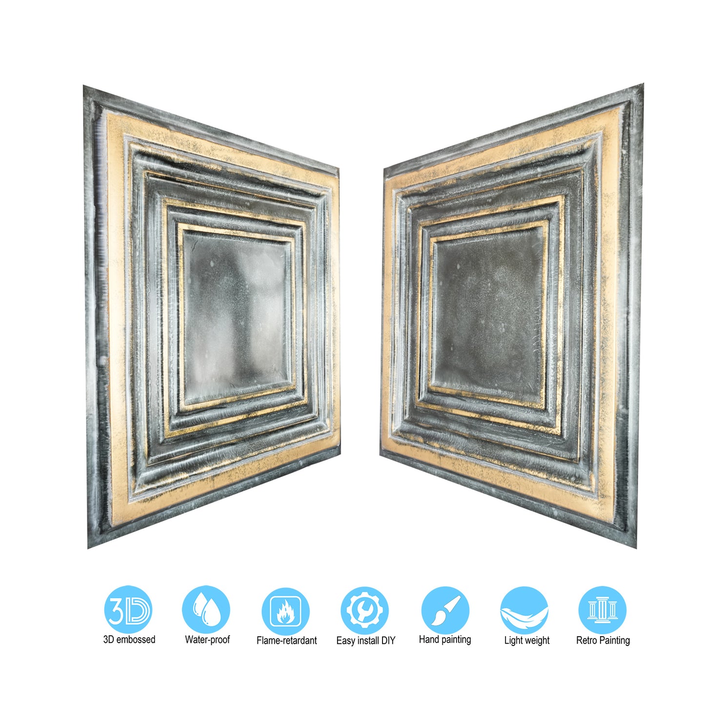 10Pcs Faux Metal Ceiling Tiles for Bars, Cafés, Lounges and Contemporary Interiors PL05