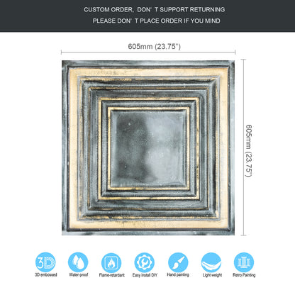 10Pcs Faux Metal Ceiling Tiles for Bars, Cafés, Lounges and Contemporary Interiors PL05