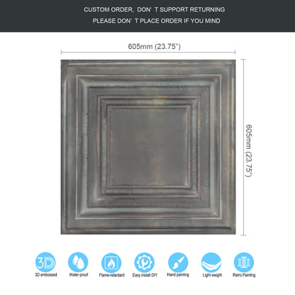 10Pcs Pressed Faux Tin Ceiling Tiles for Heritage Bars, Vintage Restaurants and Boutique Hotels PL05