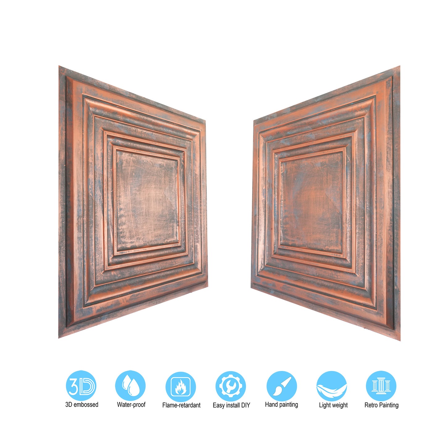 10Pcs Vintage Ceiling Tiles for Wine Cellars, Old-World Restaurants and Artistic Rooms PL05