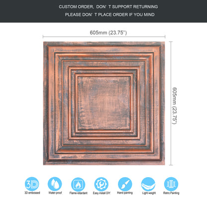 10Pcs Vintage Ceiling Tiles for Wine Cellars, Old-World Restaurants and Artistic Rooms PL05